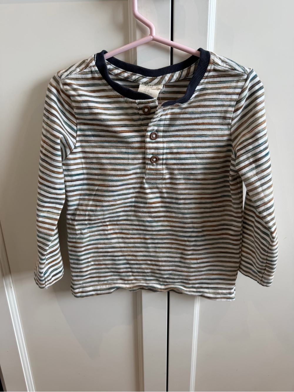Aspen kids 3t Striped Long-Sleeve Henley Top for Kids - Navy Trim